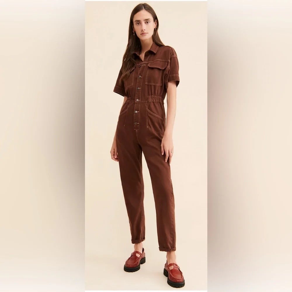 Free People Marci Coveralls in Brown sz medium